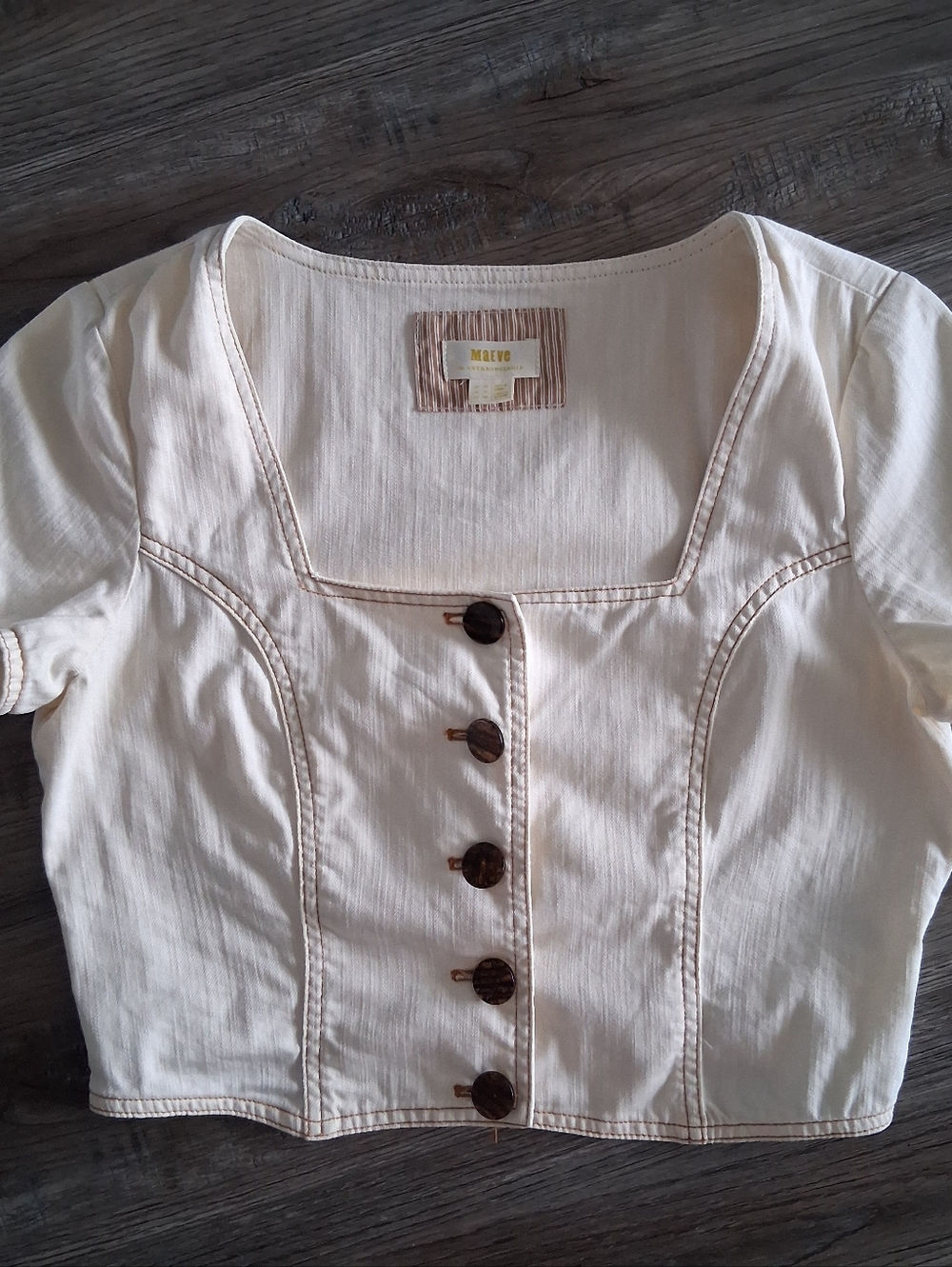 Maeve Anthropologie Parkland Denim Cropped Top Corset Fit Sz 10 M/L EUC